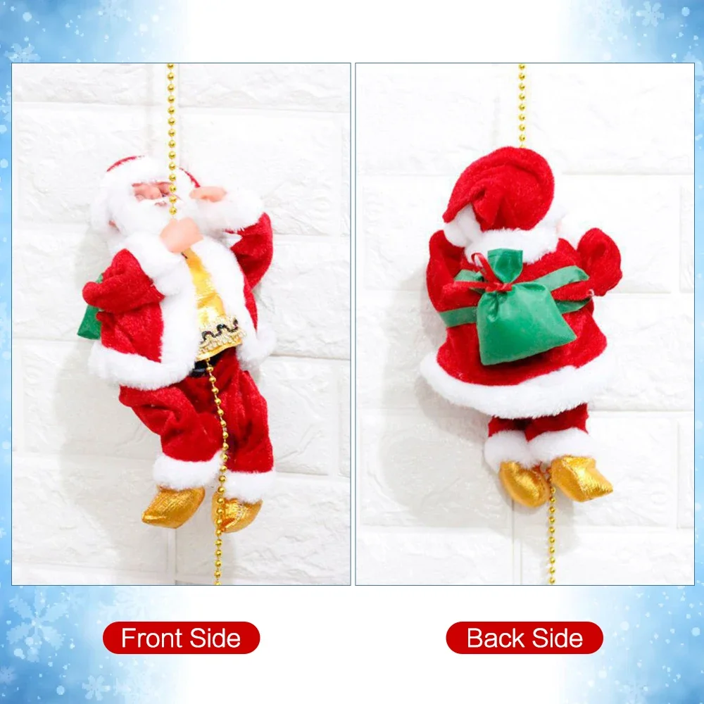Santa Claus Climbing Beads Battery Operated Electric Climb Up and Down Climbing Santa with Light Music Christmas Decor Ornaments - Image 4