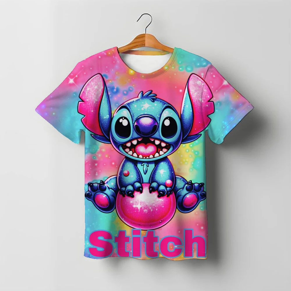Kawaii Children's Stitch T-shirt Boys cartoon short sleeved kids girls casual T shirts clothing Baby top quick drying clothes - Image 4